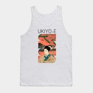 Geisha under a blooming tree, ukiyo e style Tank Top